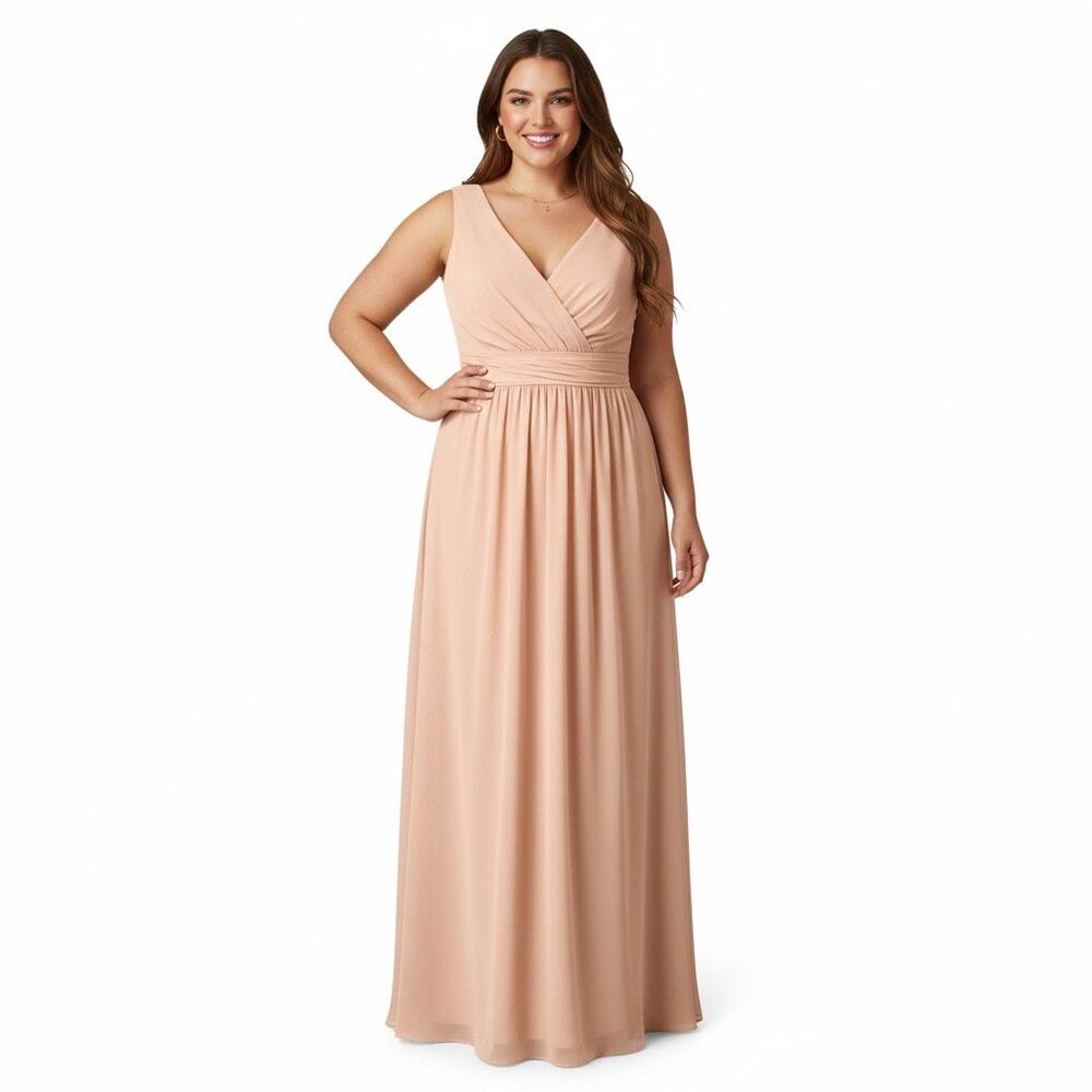 Lulus Maxi Surplise Maxi Dress Blush Pink 2x Wedding Bridesmaid Formal V Neck